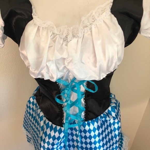 Blue Checkered Tyrolean Dirndl Dress - Picture 9 of 10